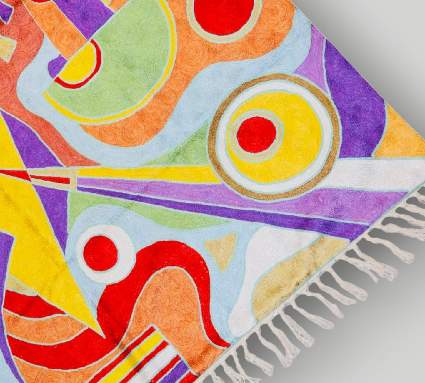 Silk Chainstitch Handmade Modern Picasso Rug