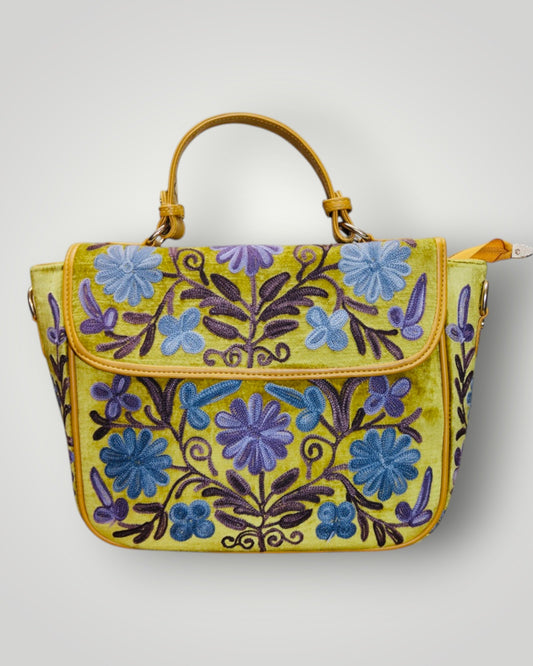 Mustard Yellow Ari Handmade Embroidered Handbag