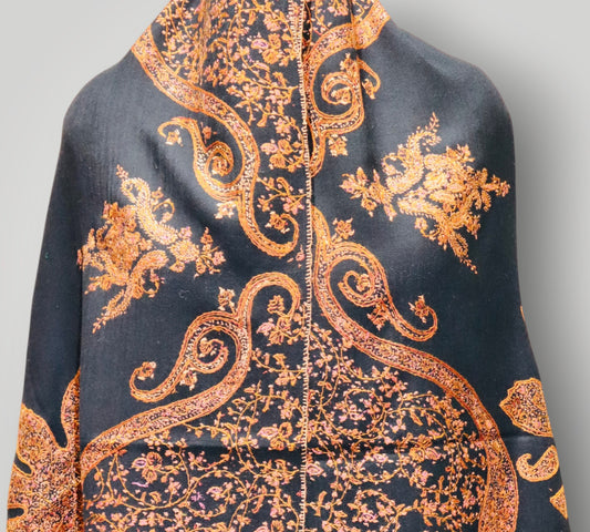 Black Toosha Sozni Shawl