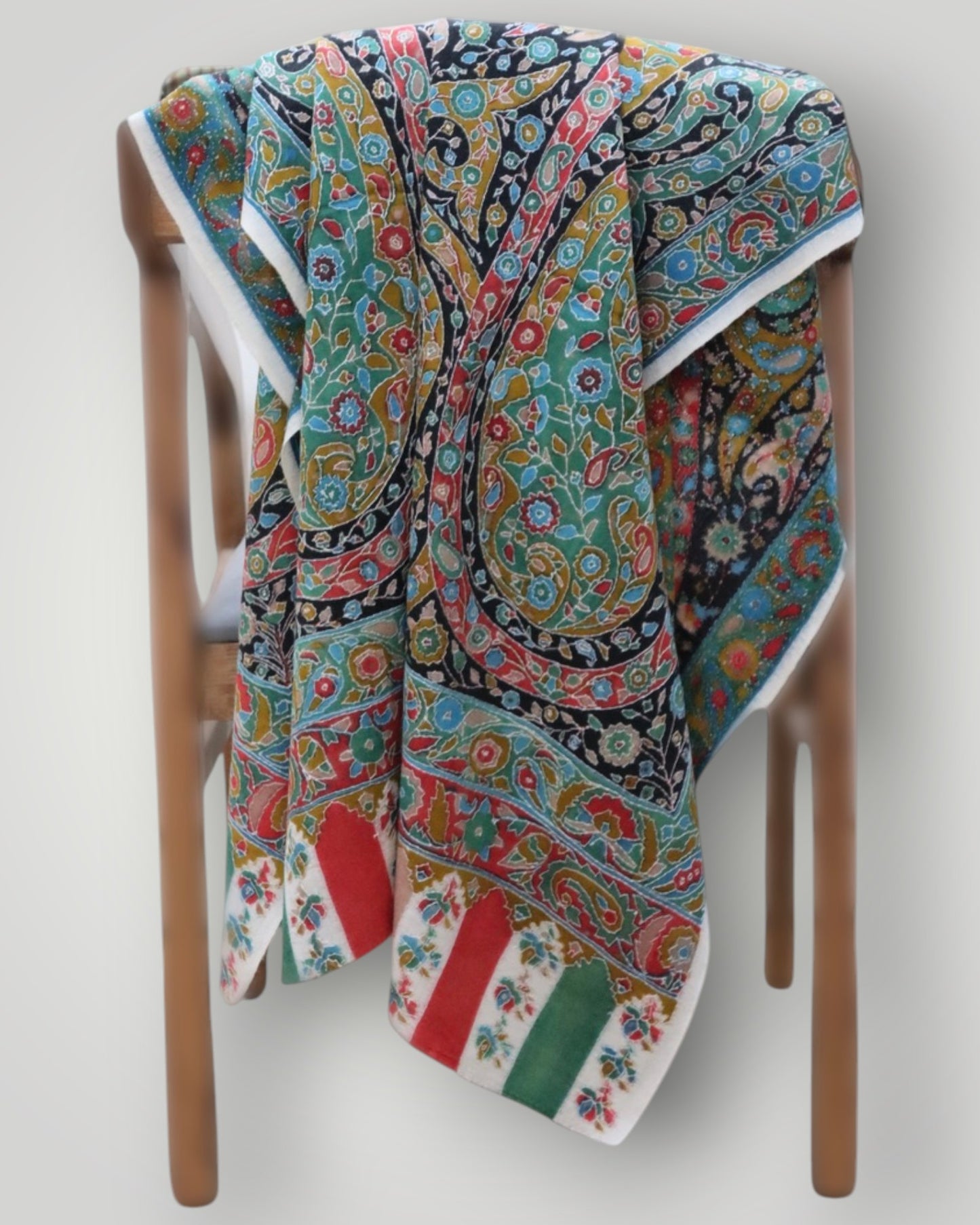Multicolour Floral Pashmina Kalamkari Shawl