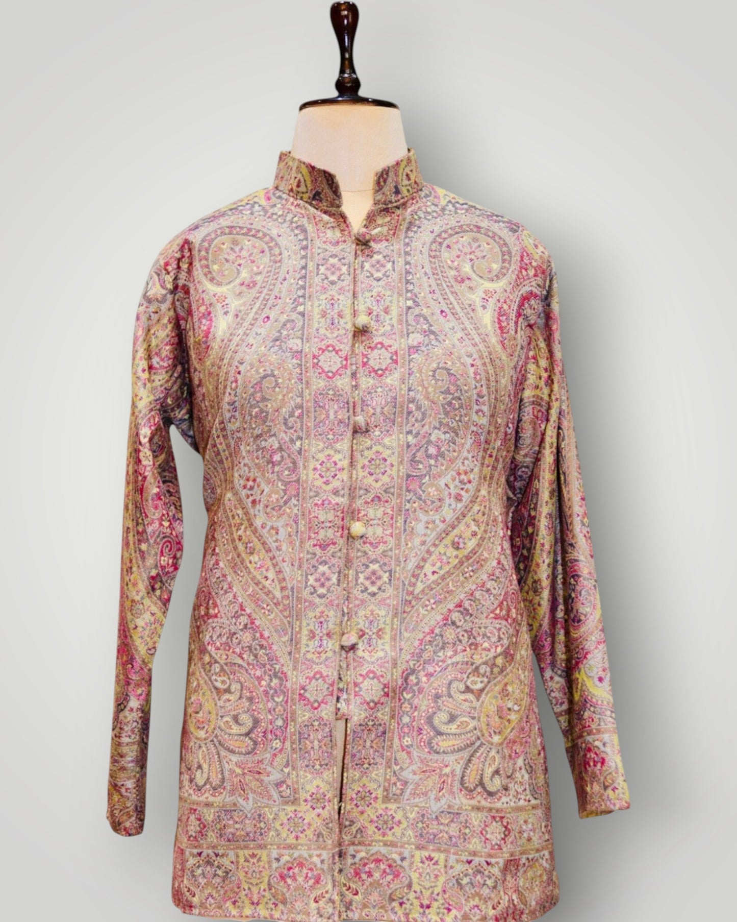 Maroon Pure Wool Kani Jamawar Short Jacket