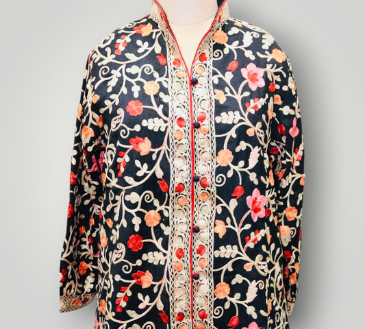 Black Multicolour Cashmere Ari Short Jacket