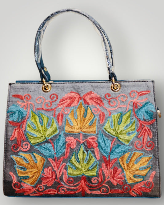 Dark Grey Ari Handmade Embroidered Handbag