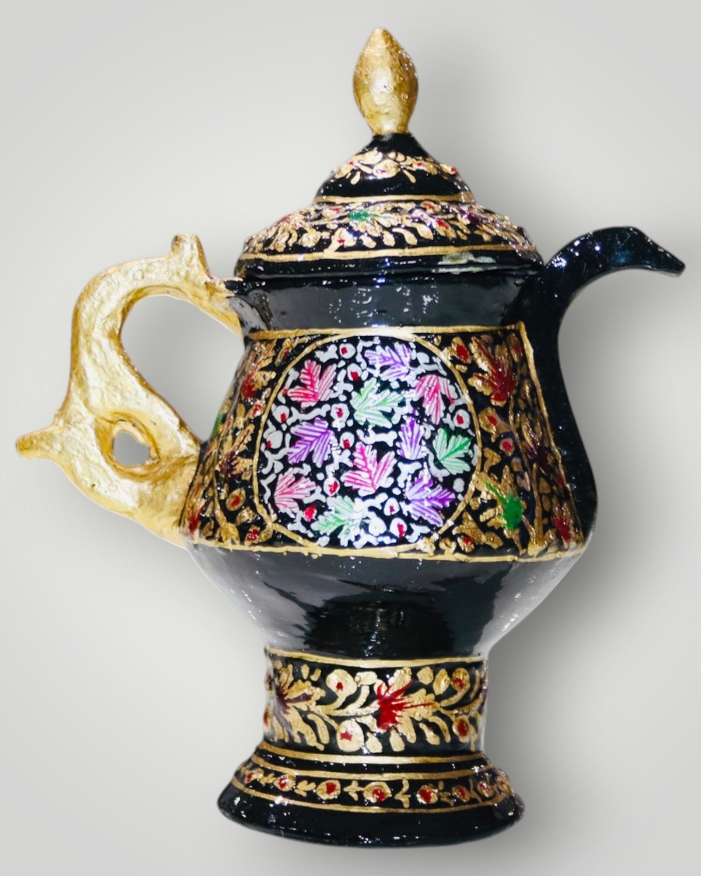 Black Paper Mache Embossed Samavar