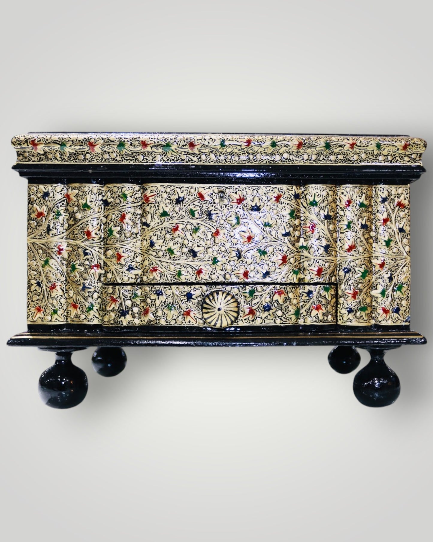 Black Antique Design Paper Mache Embossed Jewellery Box