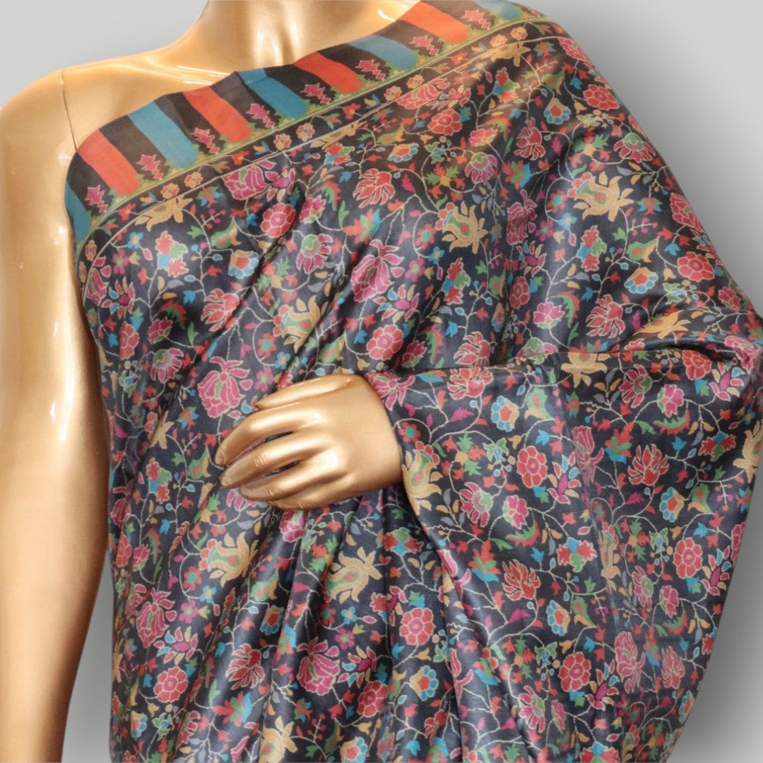 Black Pure Silk Ari Work Saree