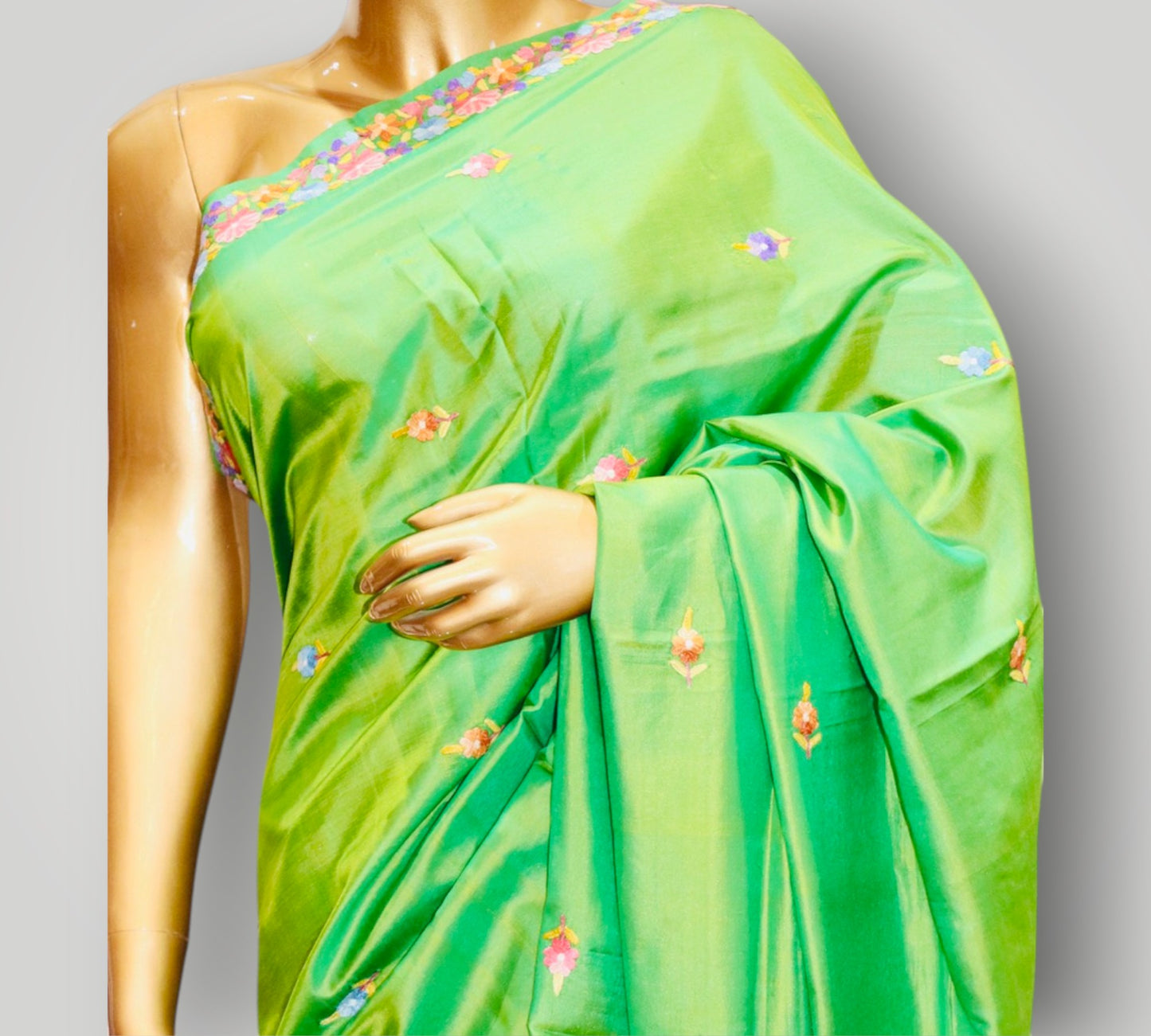 Green Pure Silk Ari Saree