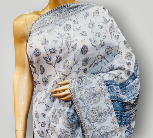 Light Blue Pure Silk Ari Saree
