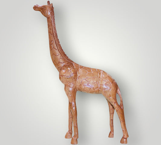 Hand Carved Walnut Wood Giraffe