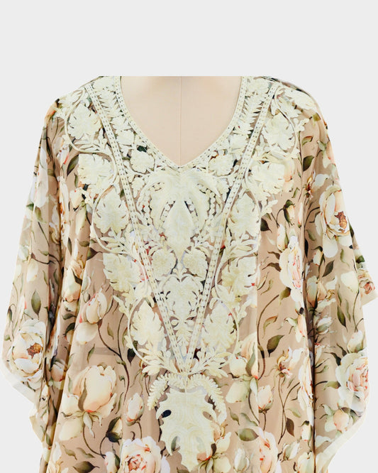 Sand Printed Georgette Short Kaftaan