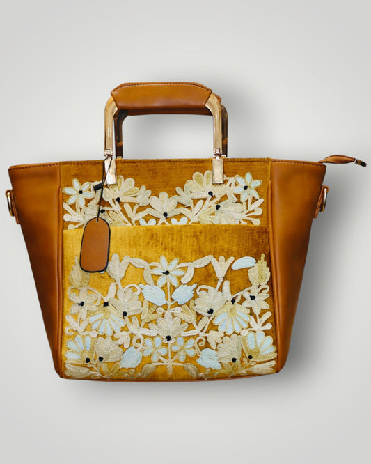 Beige Ari Embroidered Handbag