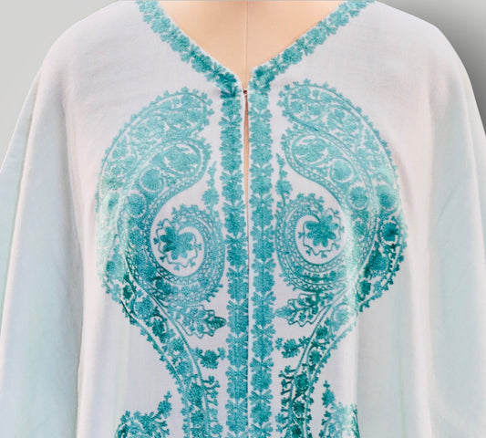 Sea Blue Cashmere Ari Paisley Cape Shawl