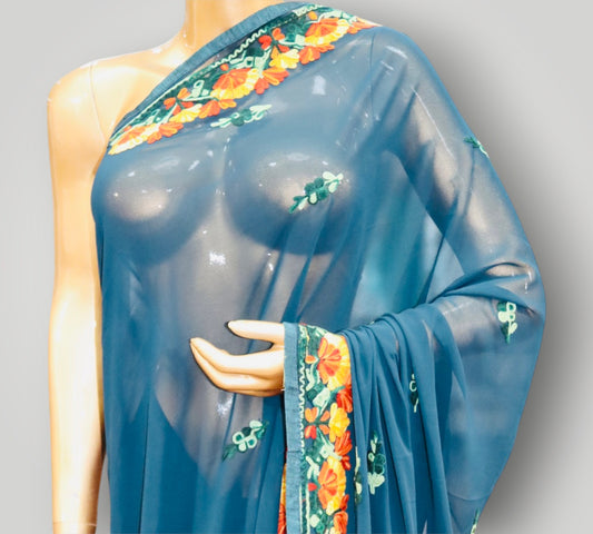 Black Georgette Ari Saree