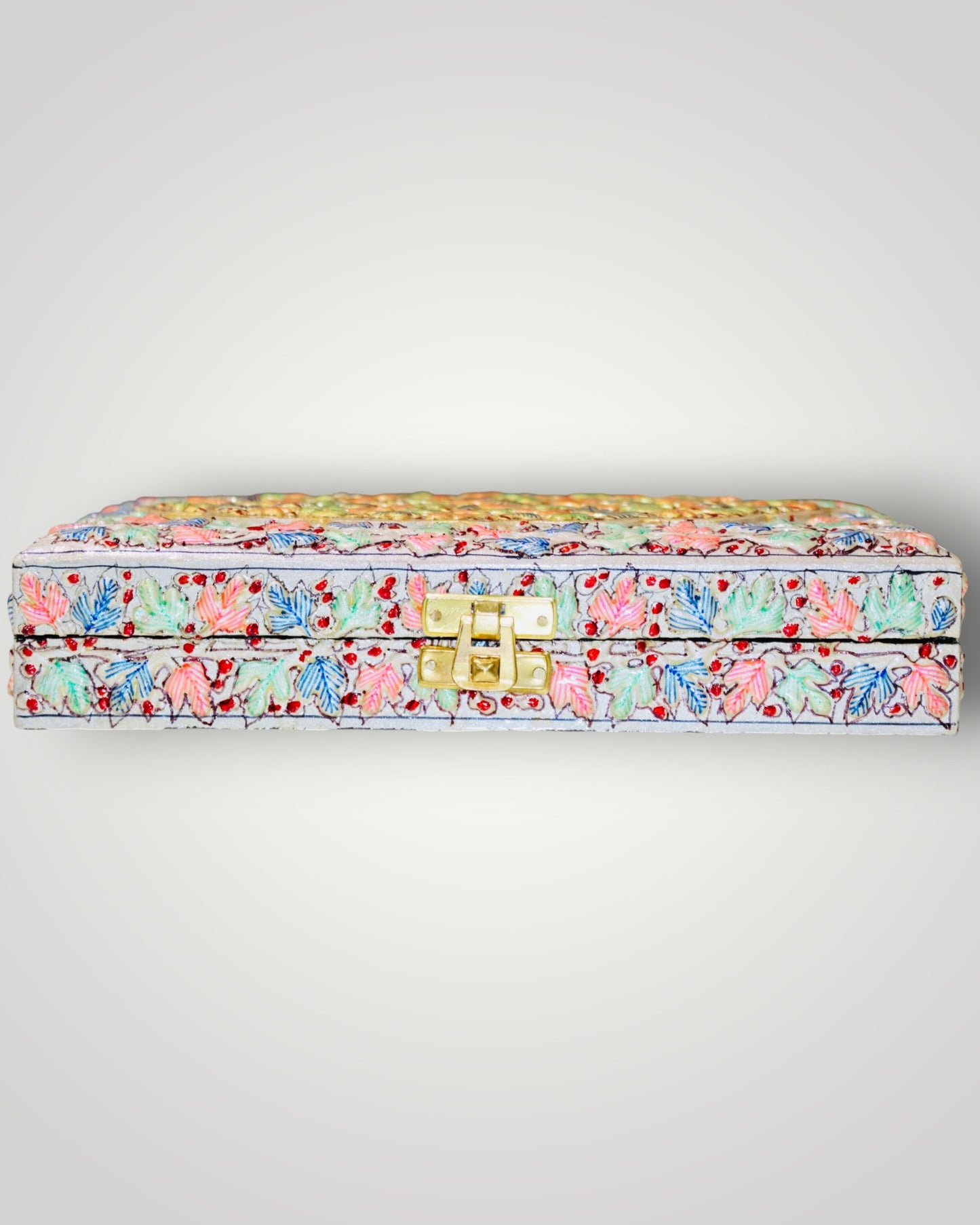 White Paper Mache Embossed Jewellery Box