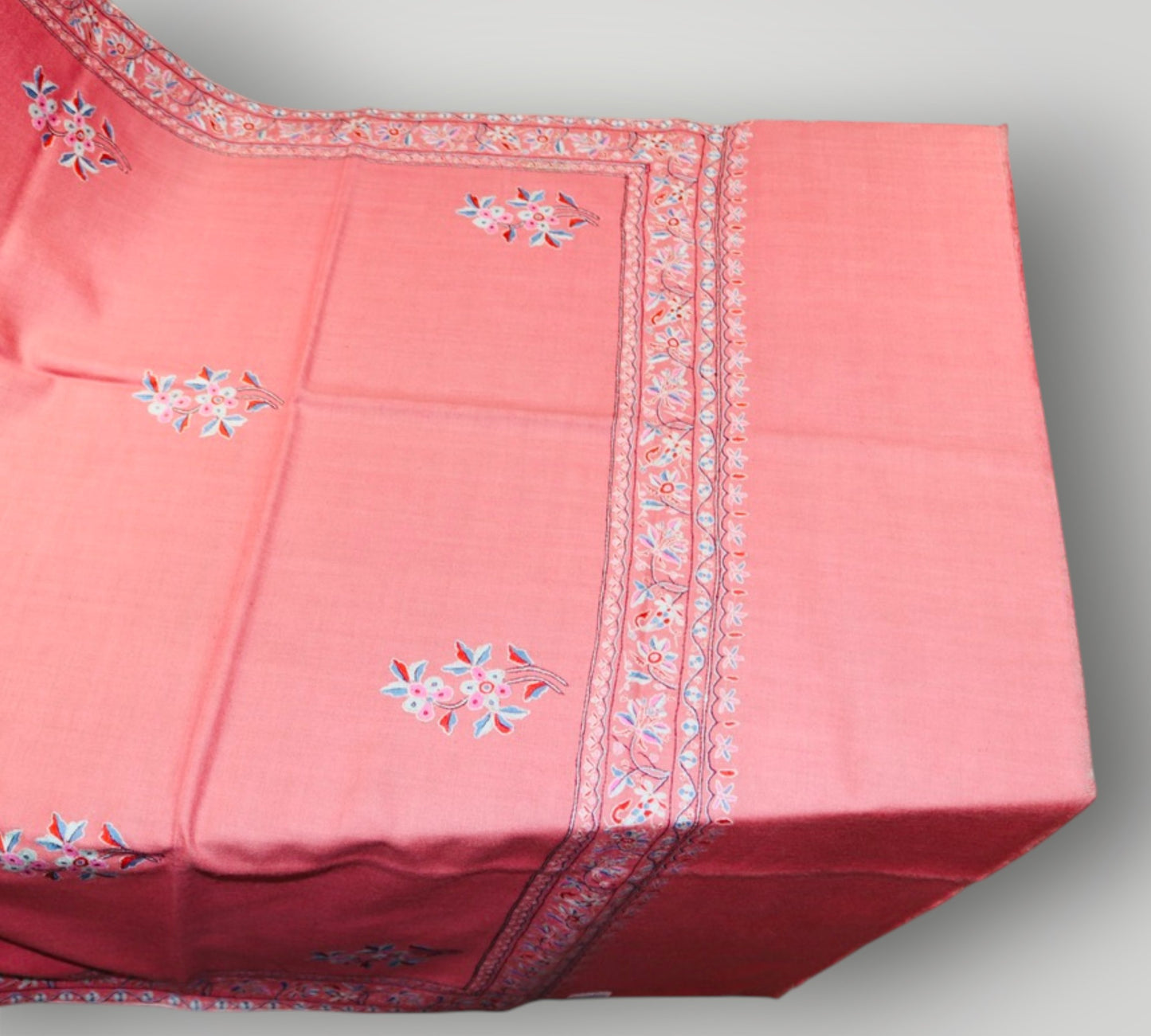 Pink Pure Pashmina Handmade Sozni Shawl