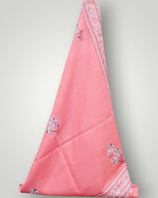Pink Pure Pashmina Sozni Shawl