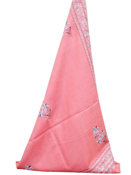 Pink Pure Pashmina Sozni Shawl