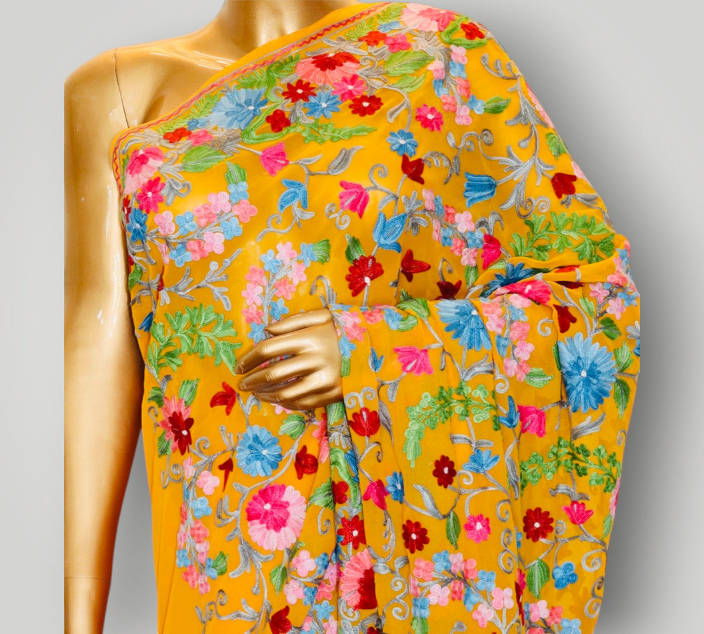 Orange Georgette Ari Saree