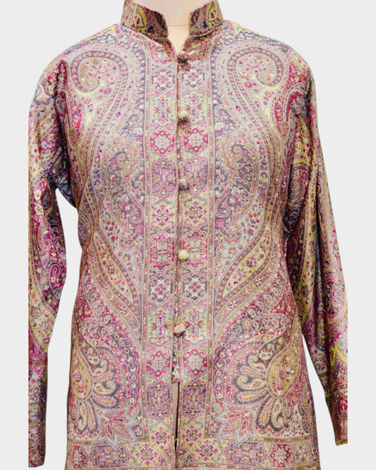 Beige Pure Wool Kani Jamawar Short Jacket