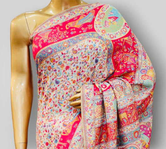 Beige Raja Rani Design Kani All Over Silk Saree