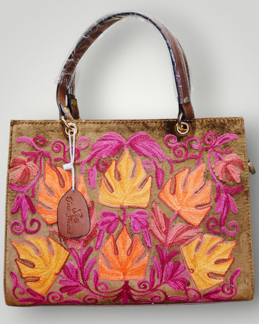 Brown Ari Embroidered Handbag