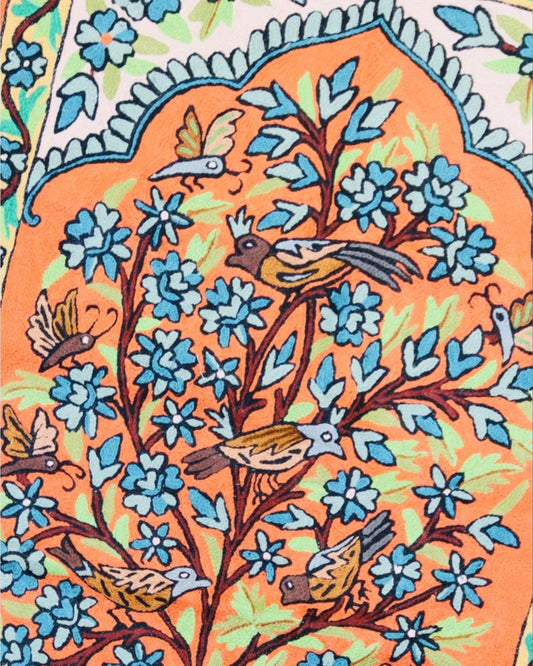 Silk Chainstitch Handmade Tree Of Life Rug
