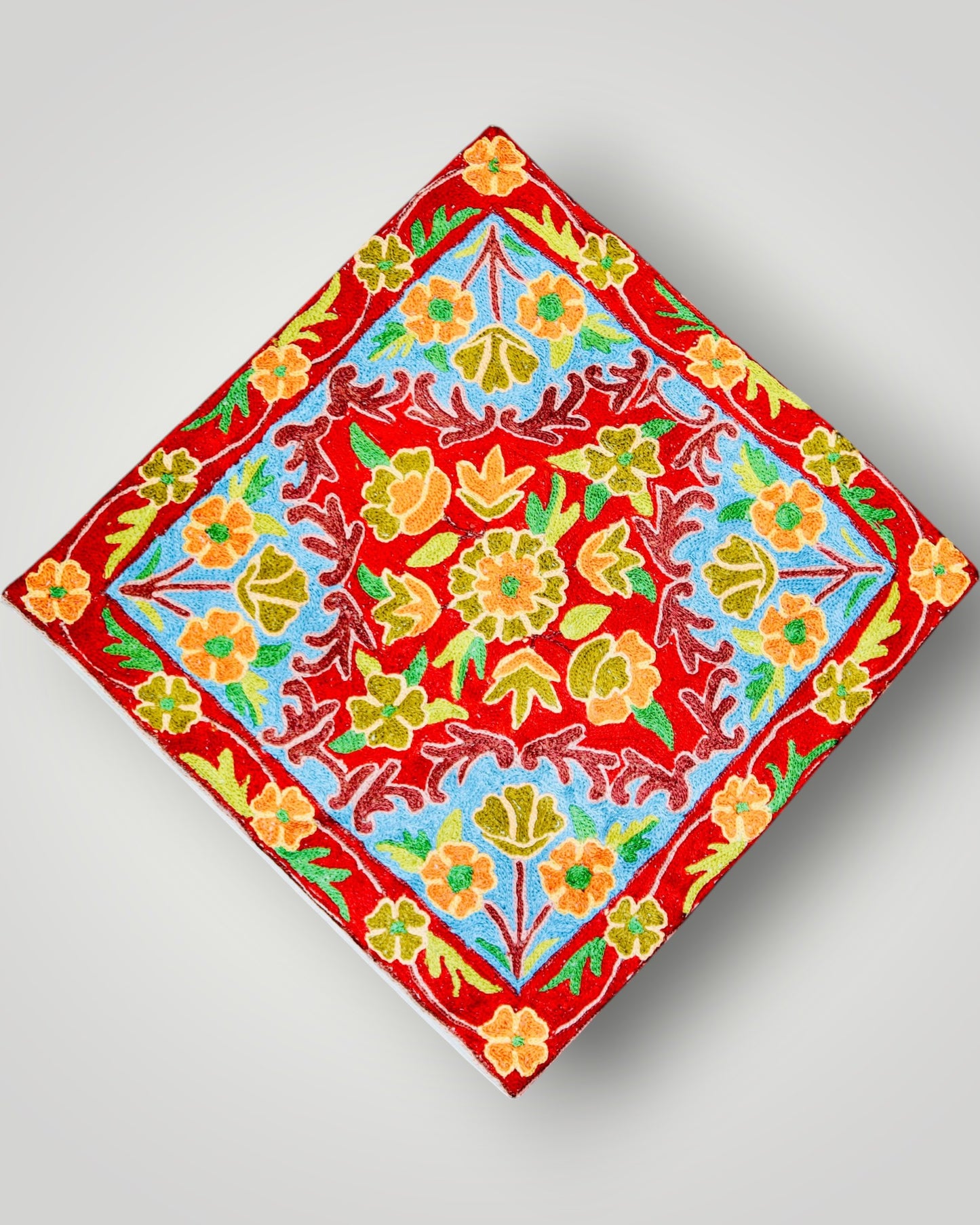 Pure Silk Chainstitch Cushion Cover