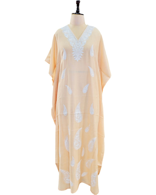 Blue Fine Wool Long Kaftaan