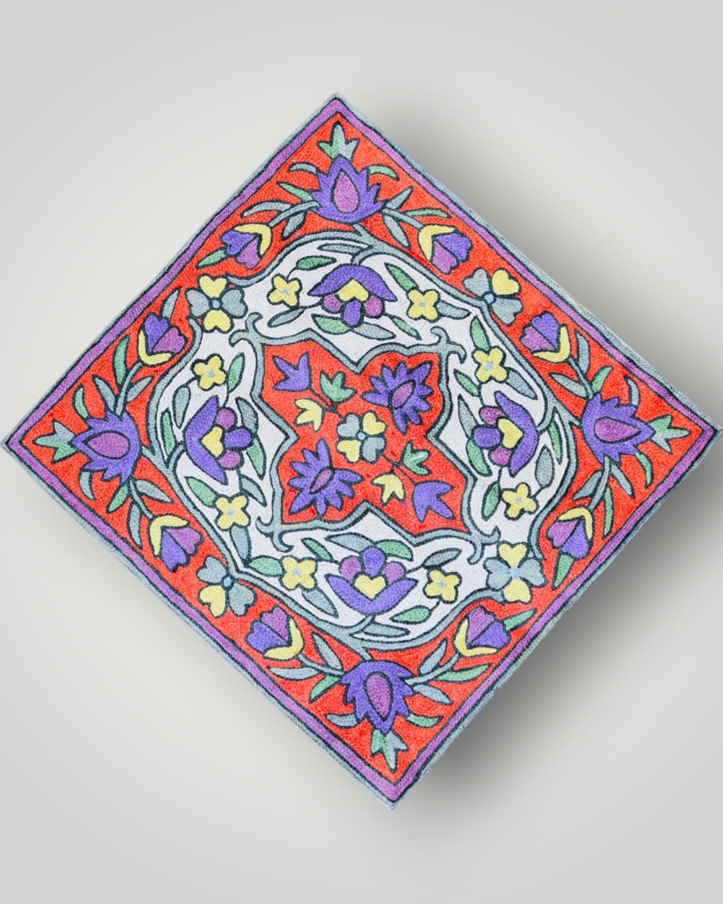 Pure Silk Chainstitch Cushion Cover