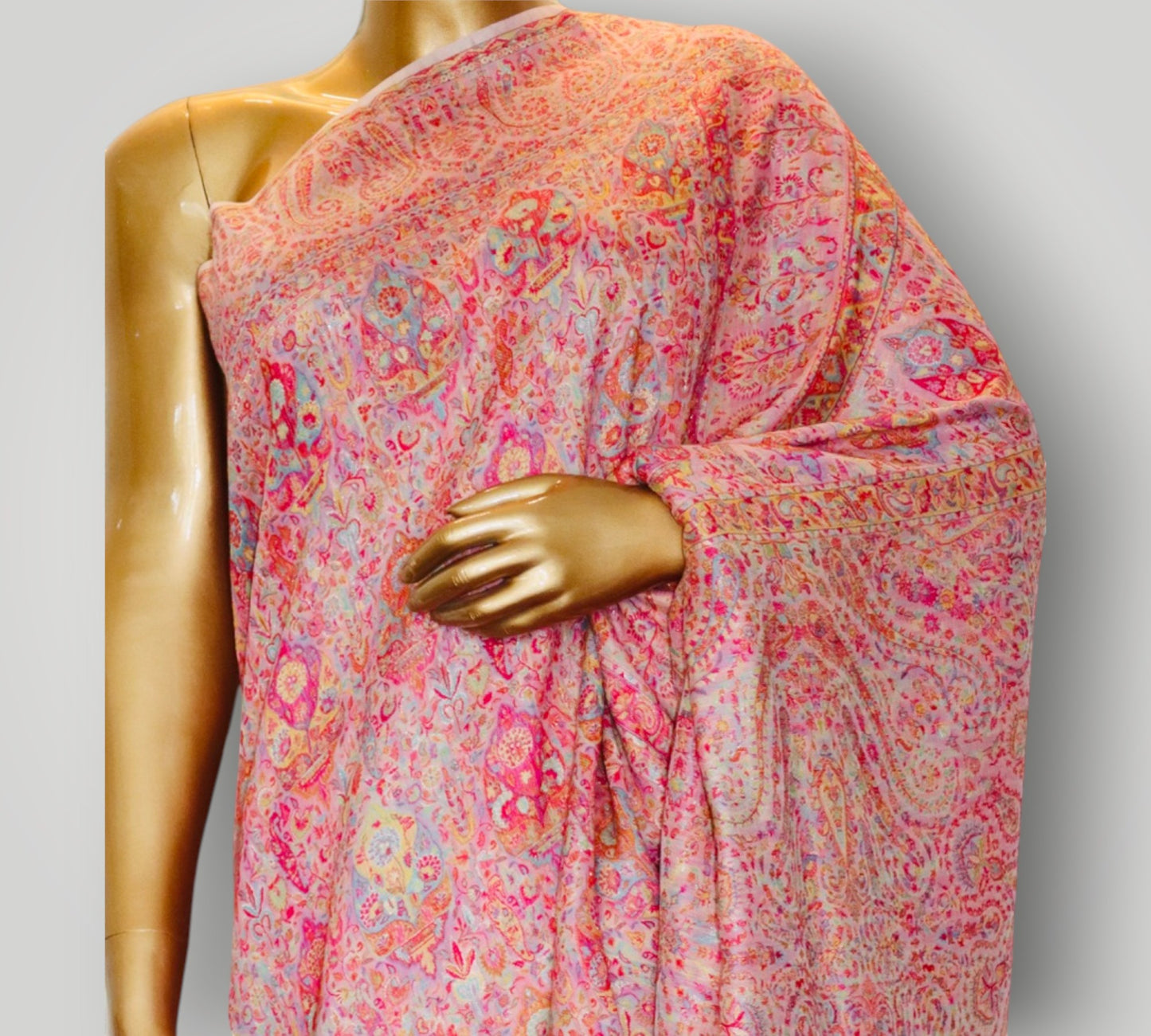 Pink Pure Silk Kani Jamavar Saree