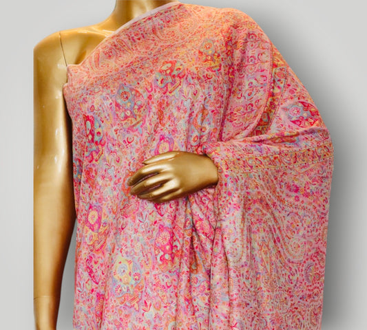 Pink Pure Silk Kani Jamavar Saree