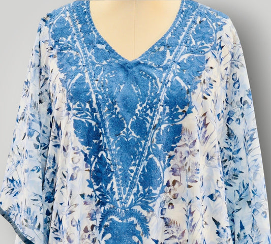 Light Blue Georgette Printed Short Kaftaan