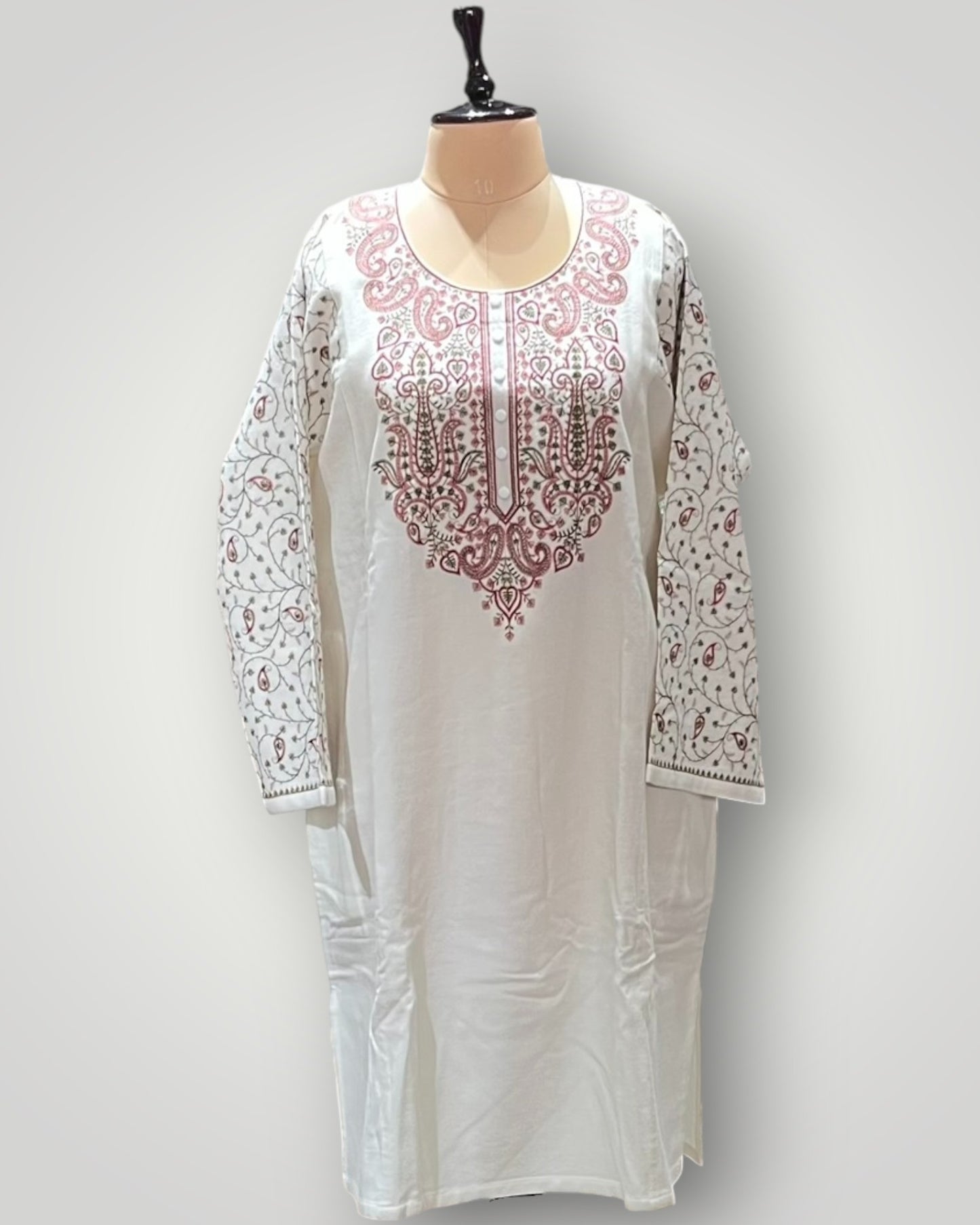 Maroon Embroidered Ari Work Pheran