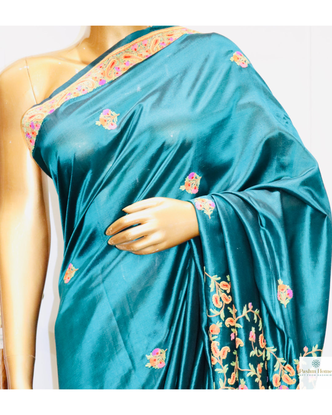 Deep Teal Silk Ari Saree