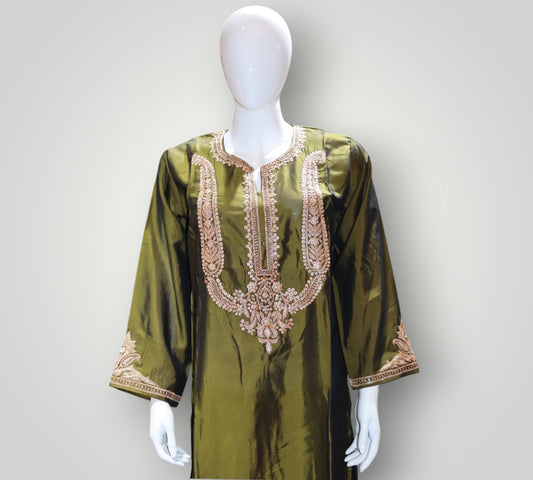 Bottle Green Pure Silk Tilla Work Cord Set