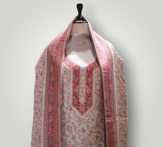 Dusty Rose Pure Silk Kani Handwoven Suit