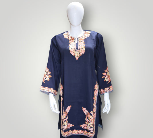 Navy Blue Pure Cotton Designer Cord Set