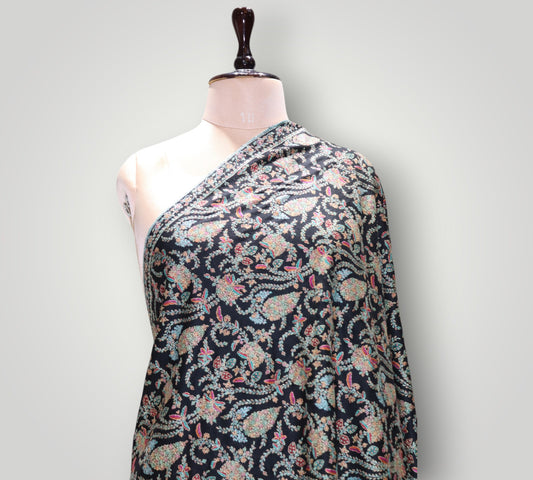 Black Masterpiece Pure Pashmina Neem Jama Shawl