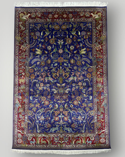 6 FT × 4 FT Aabshaar Silk On Silk Hand Knotted Carpet