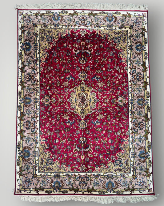 5 FT × 7 FT Kashaan Silk On Silk Hand Knotted Carpet