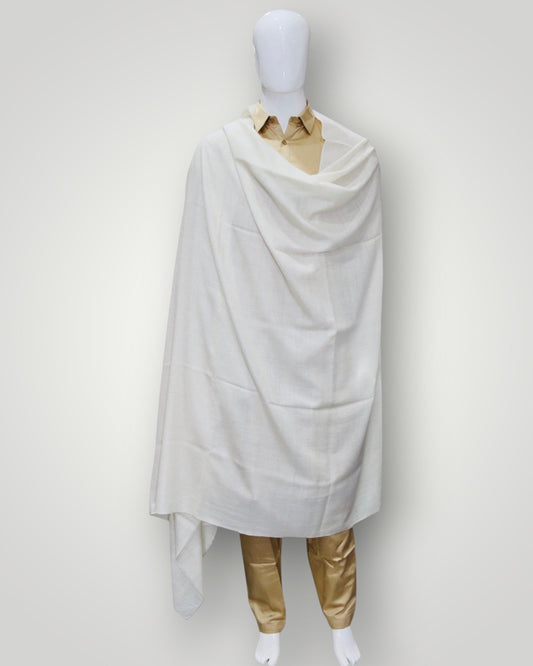 Plain White Pure Pashmina Gents Shawl