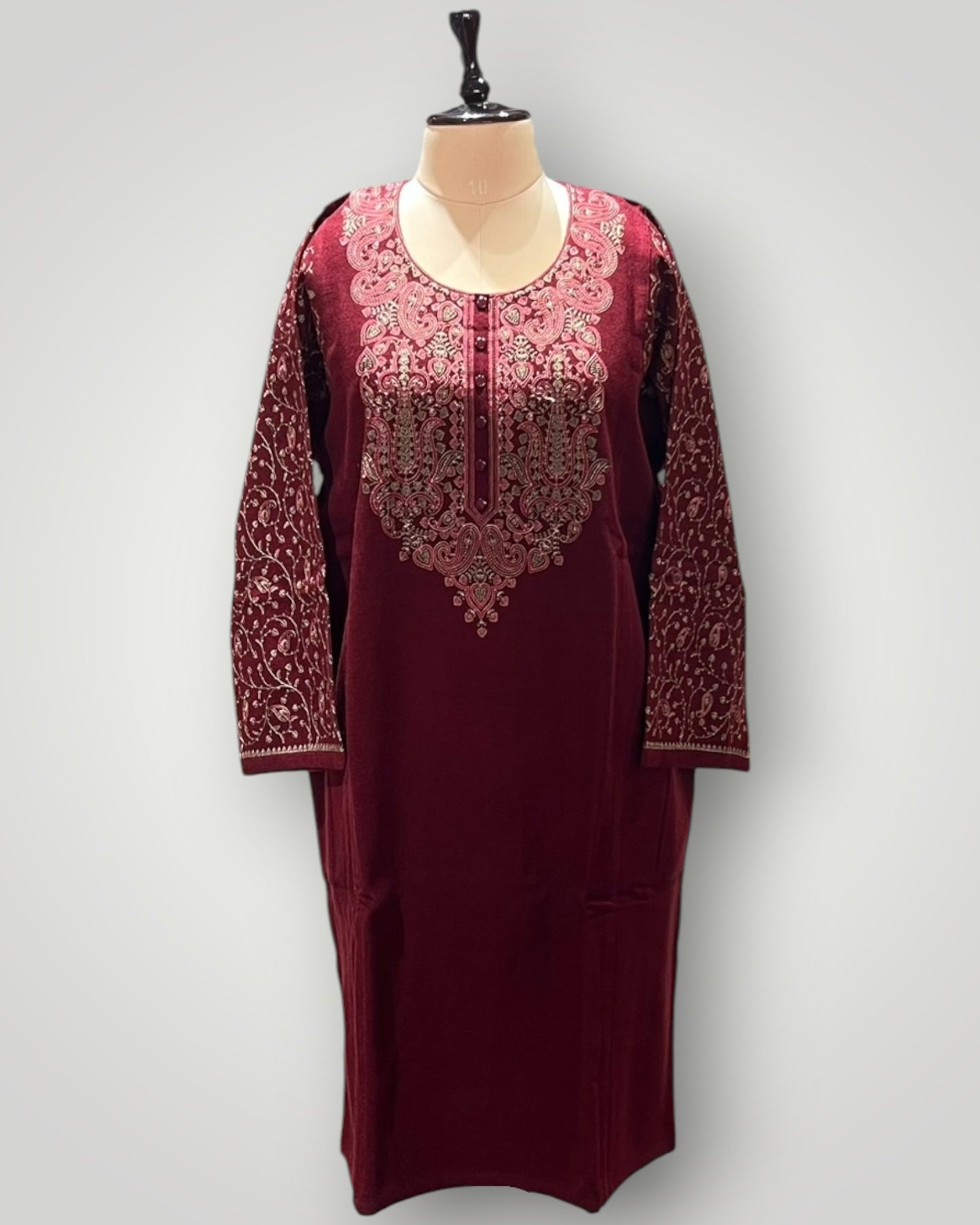 White Embroidered Ari Work Pheran