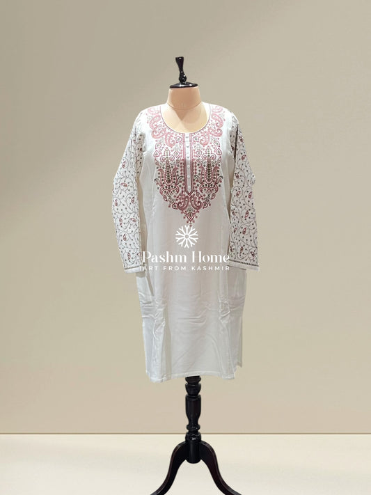 White Embroidered Pheran