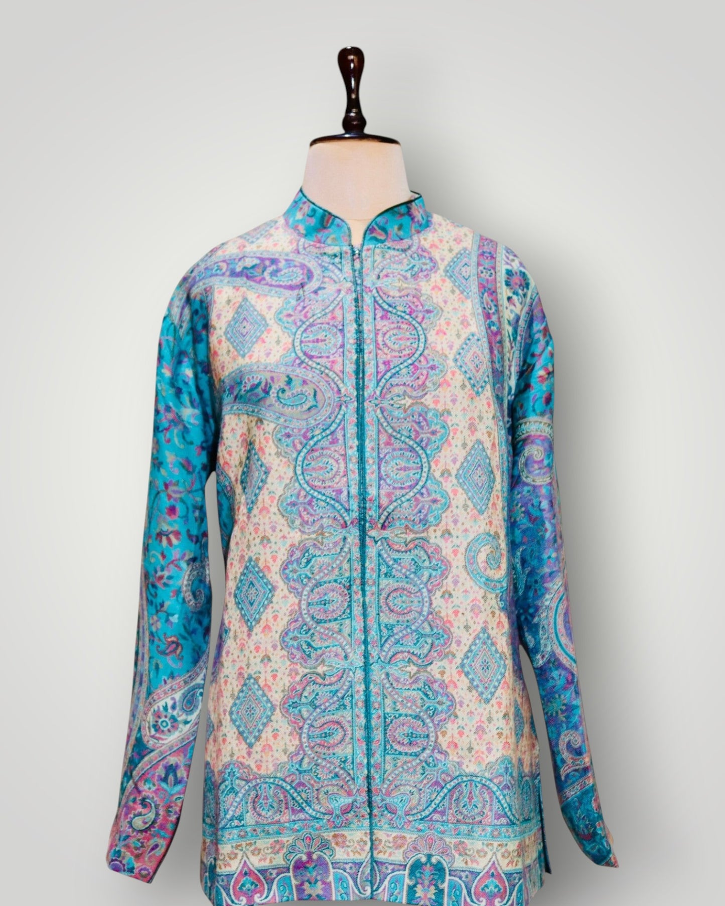 Red Pure Wool Kani Jamawar Short Jacket