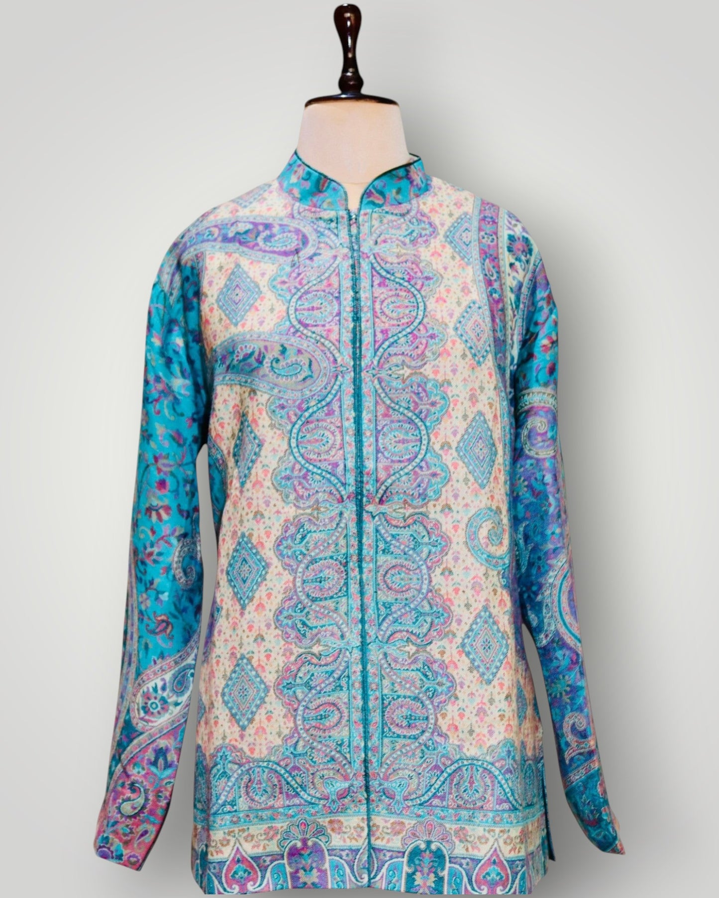 Beige Pure Wool Kani Jamawar Short Jacket
