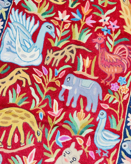 Silk Chainstitch Handmade Rug Forest Rug