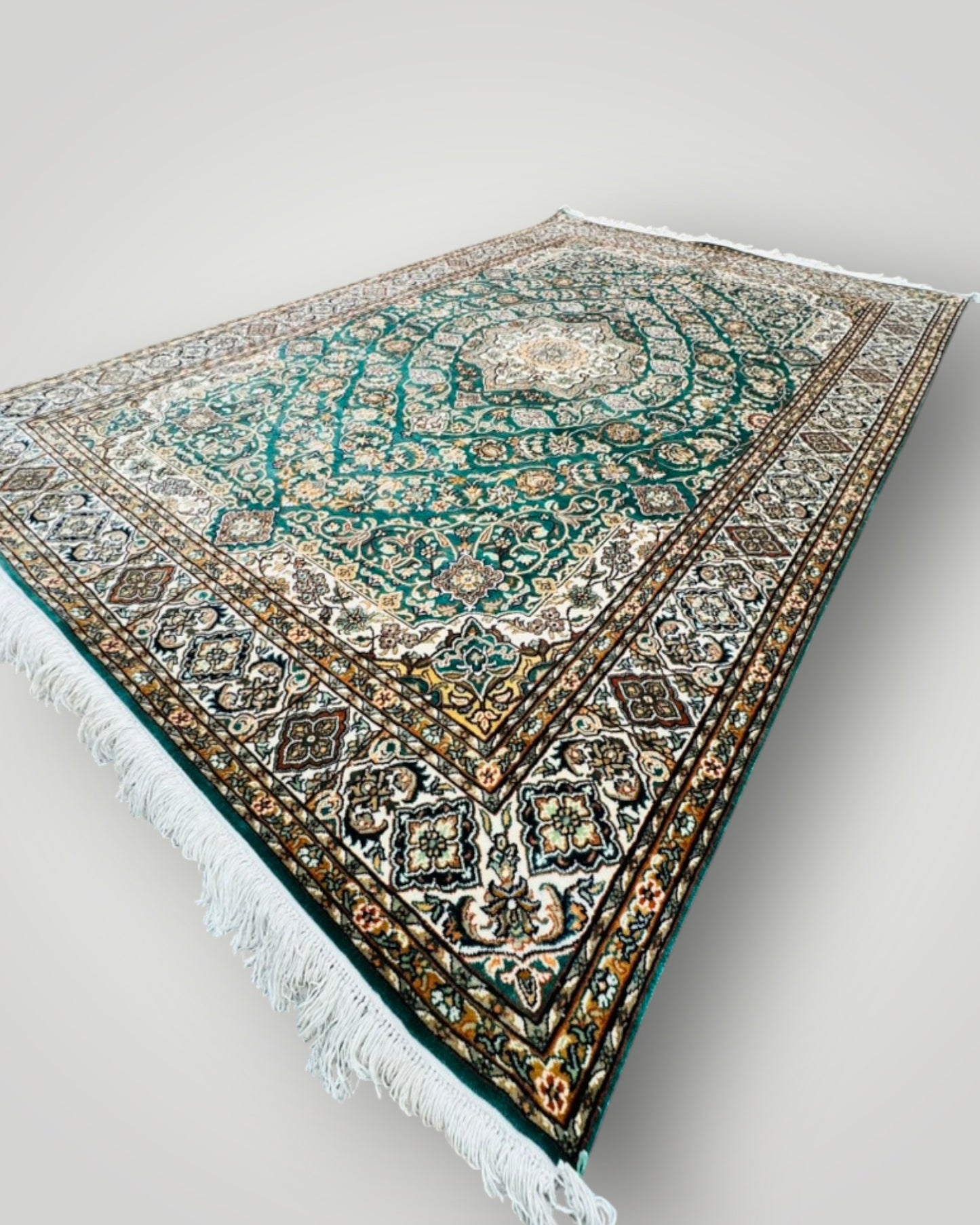 6 FT × 4 FT Tabrizi Fine Silk On Silk Hand Knotted Carpet