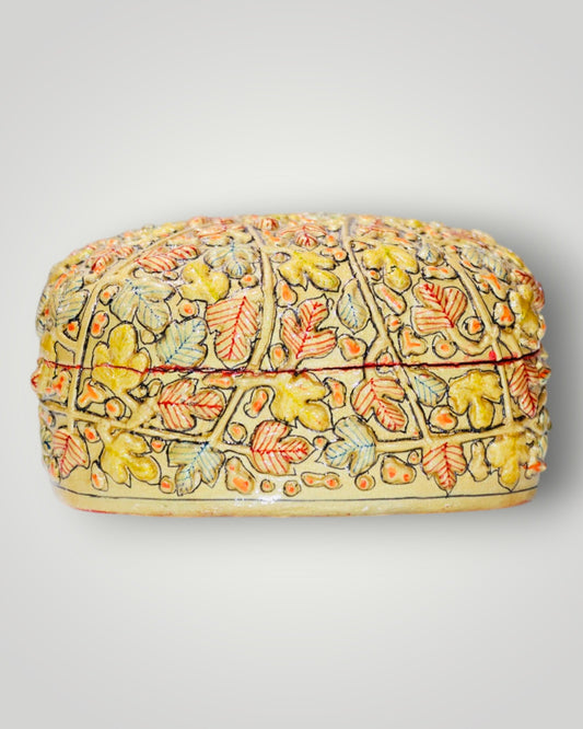 Yellow Paper Mache Embossed Box