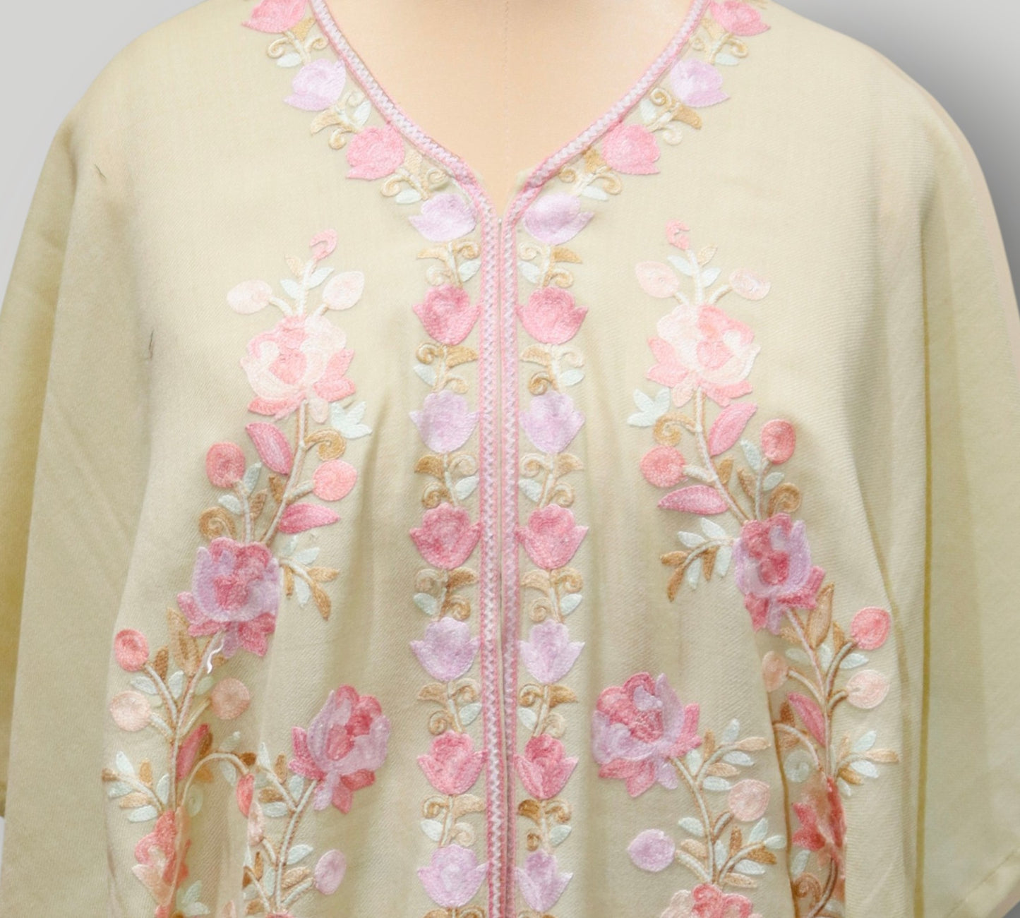 Beige Cashmere Ari Paisley Cape Shawl