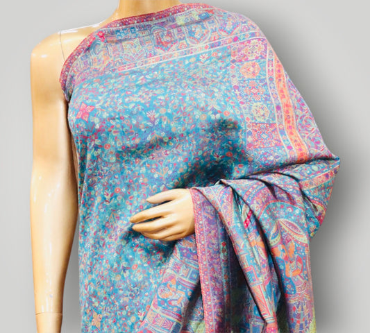 Dark Teal Pure Silk Kani Saree